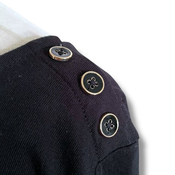 Talbots Womens Top Sz 3X Black Cotton Layered Look Shoulder Button Preppy Shirt - Picture 3 of 5